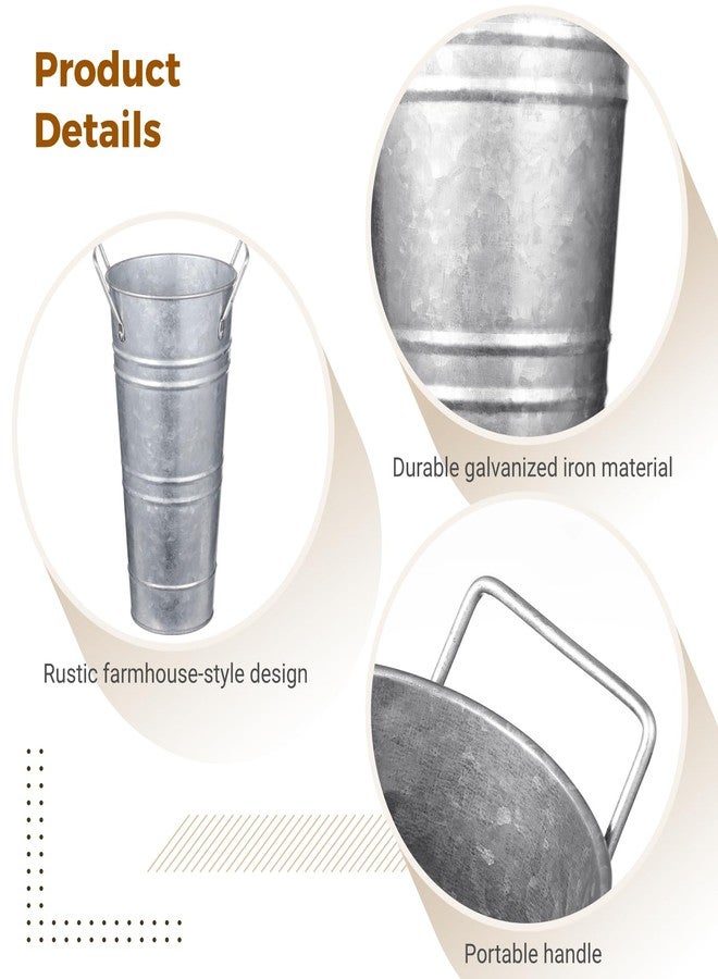 Varku 4 Pcs Galvanized Flower Buckets, 9in Farmhouse French Bucket with Handles, Flower Buckets for Cut Flowers,Flower Buckets for Flower Bar, Rustic Farmhouse Vases for Home Decor Wedding Table - Image 5